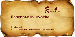 Rosenstein Avarka névjegykártya